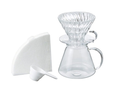 طقم تحضير القهوة الزجاجي HARIO V60