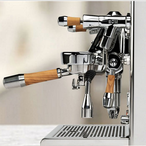 ECM Olive wood handle set with lever valves