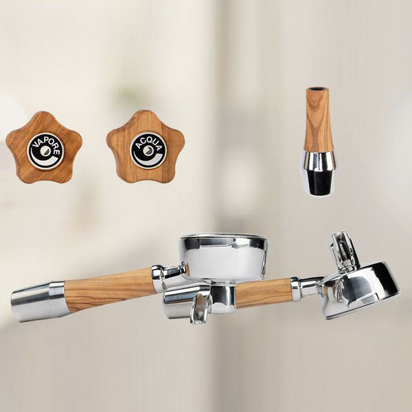 ECM Olive Wood handle set with rotary valves